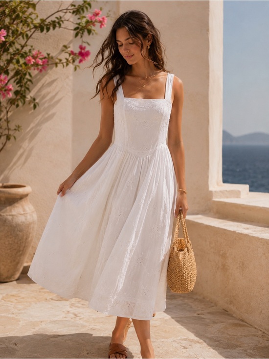 Free People Dresses & Skirts - Free People White Eyelet Midi Dress